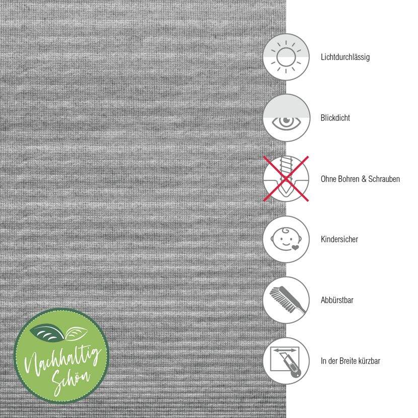 Plissee 'Concept Lilly Green' grau 60 x 130 cm
