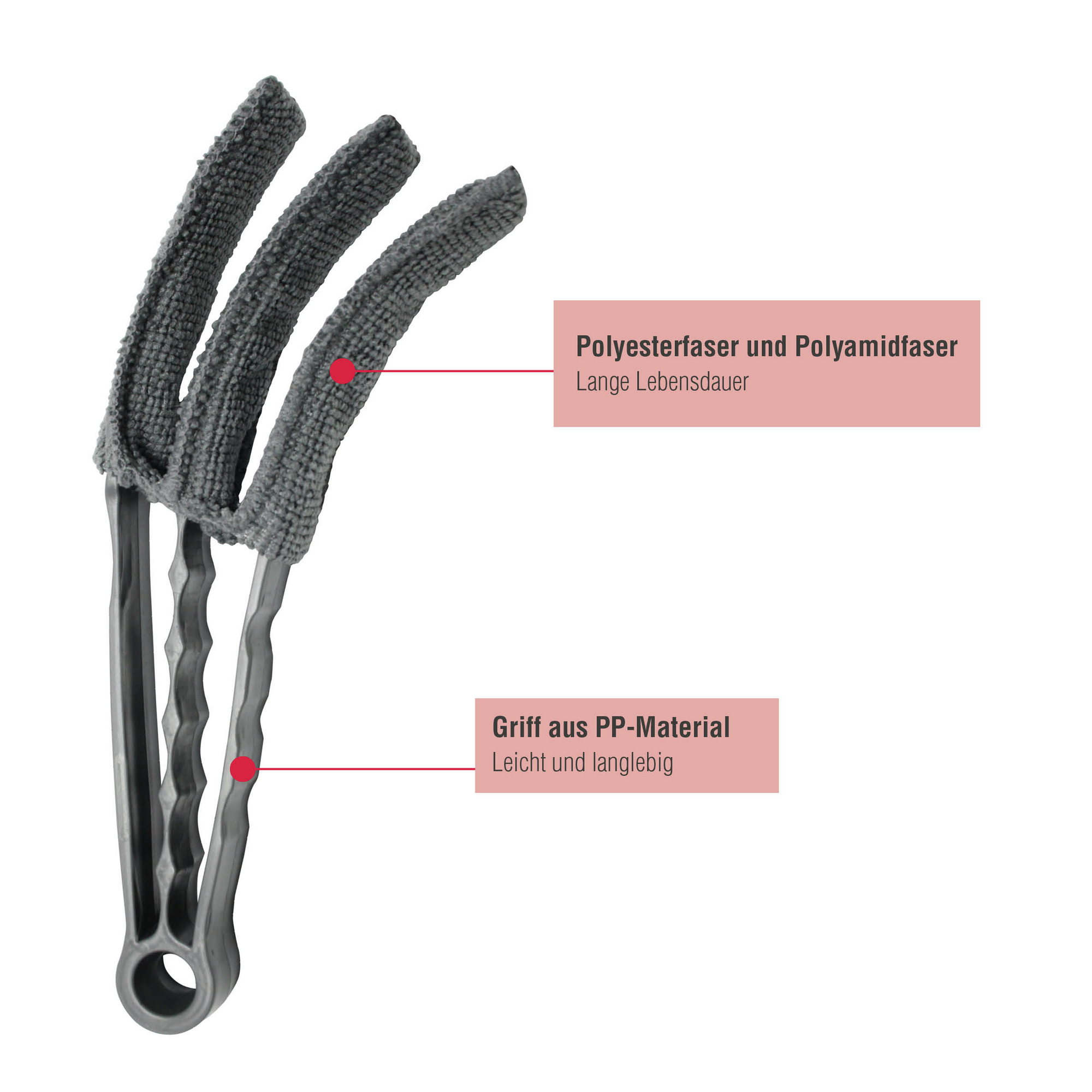 Reinigungsbürste für Jalousinen grau