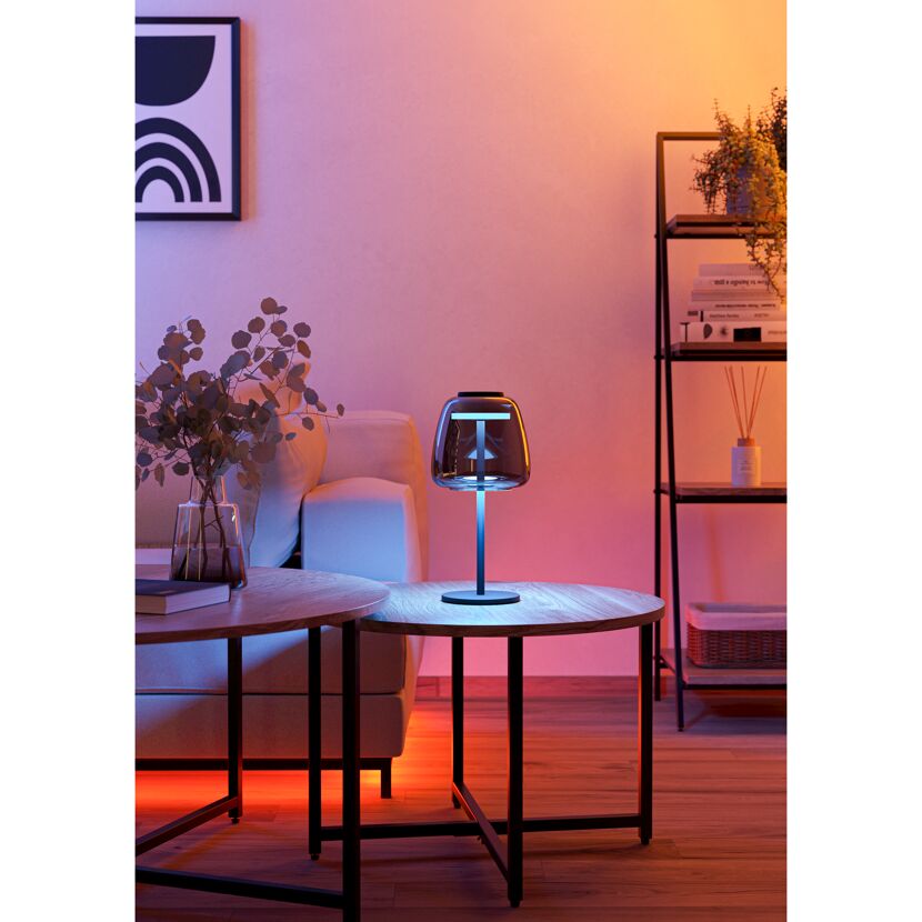 LED-Tischleuchte 'Alfero-Z' RGB/CCT schwarz/chromfarben Ø 16,5 x 34,5 cm