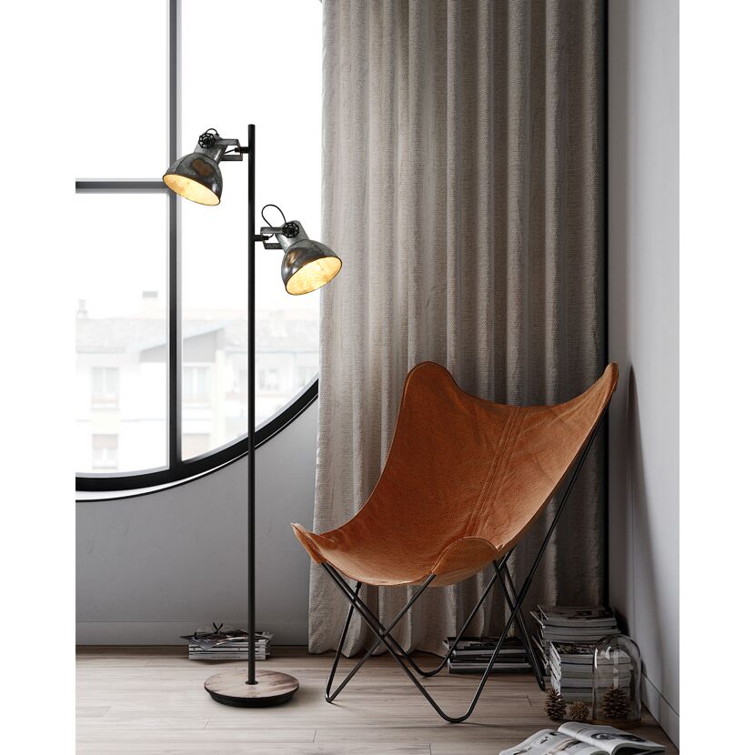 Stehleuchte 'Barnstable' E27 schwarz/zink 158 cm