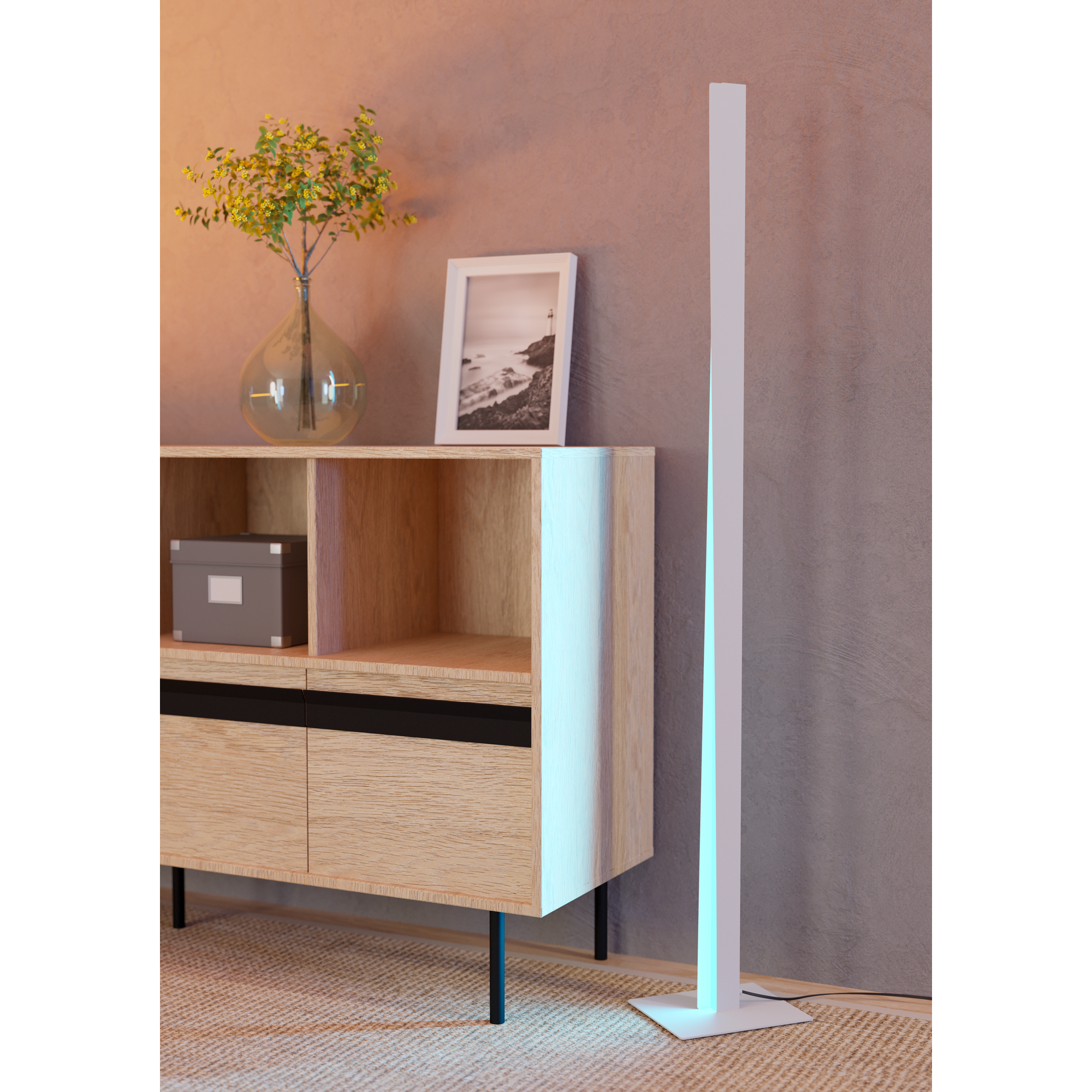 LED-Stehleuchte 'Bolognano-Z' RGB/CCT hellgrau 2,5 x 150 cm