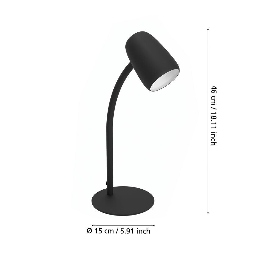 Tischleuchte 'Carlo' E14 schwarz Ø 8,5 x 46 cm