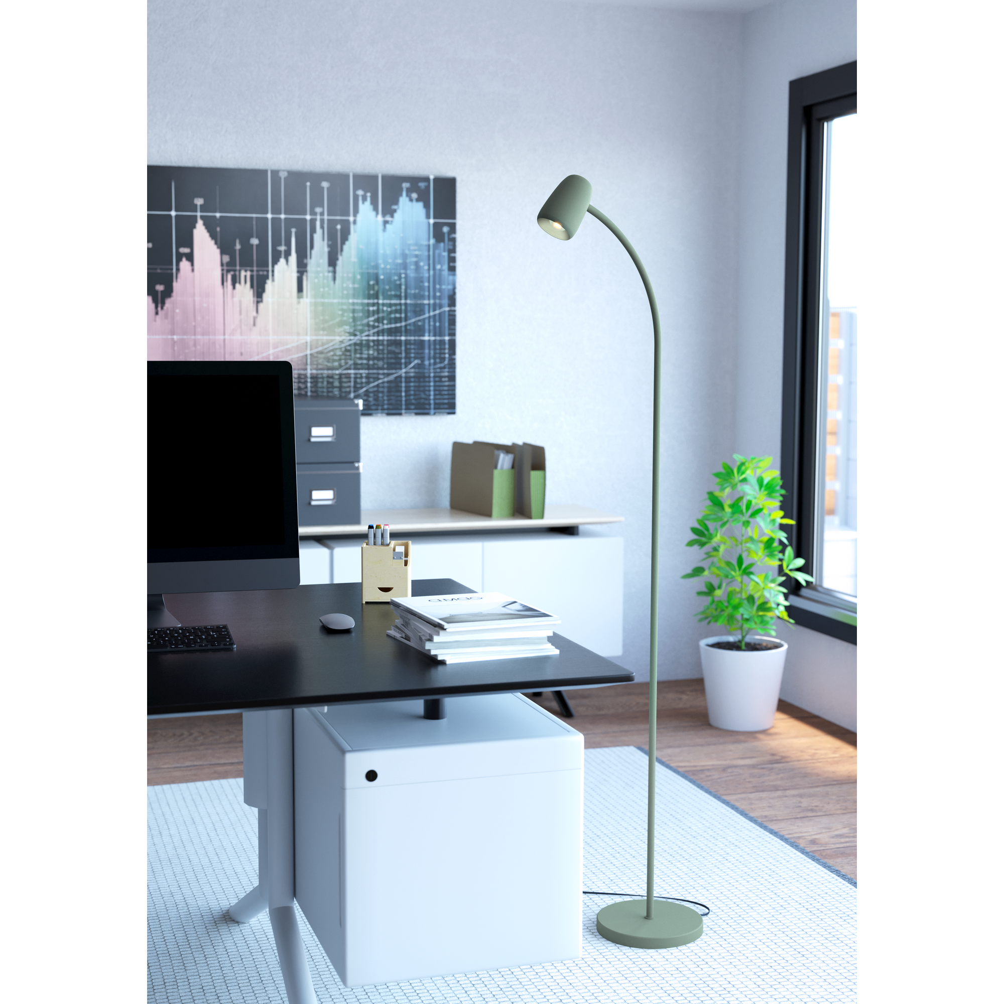 Carlo Green Task Floor Lamp