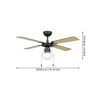 Deckenventilator Fortalenza mit Licht und Maßen