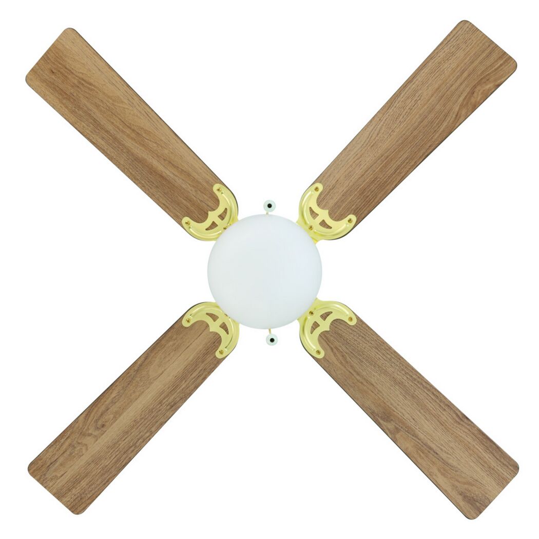 Deckenventilator Fortalenza mit vier Holzflügeln und zentralem Licht