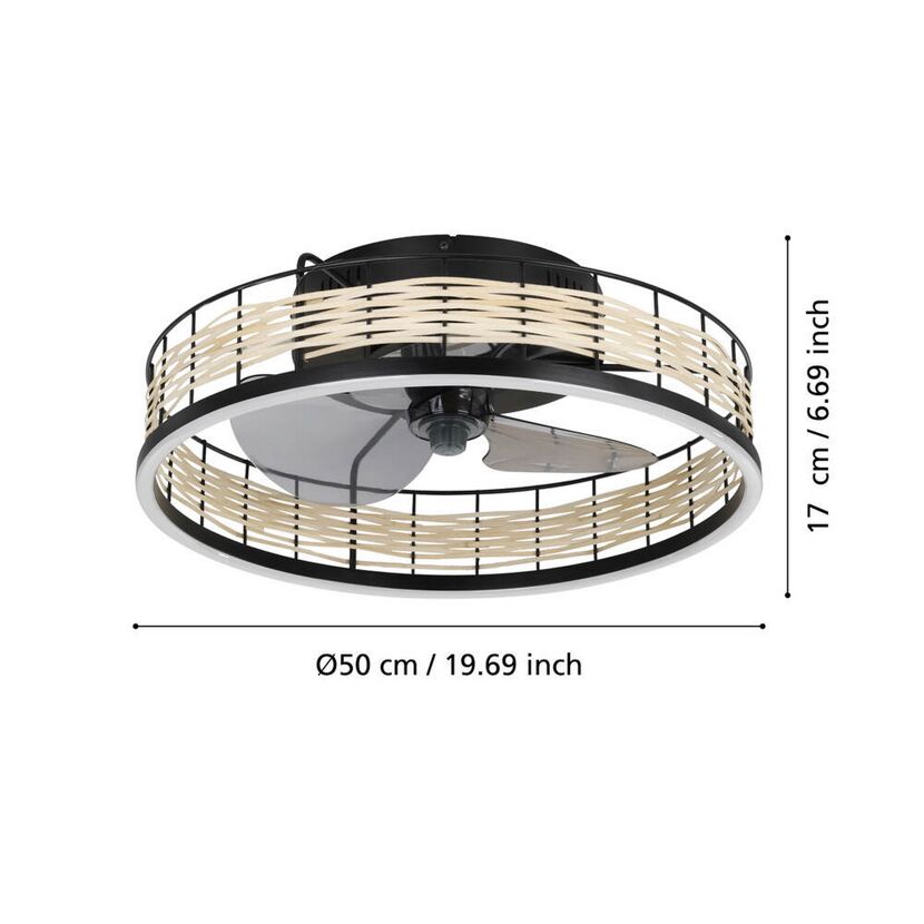 LED-Deckenventilator 'Frana' 28 W 3600 lm warmweiß-kaltweiß Ø 50 cm