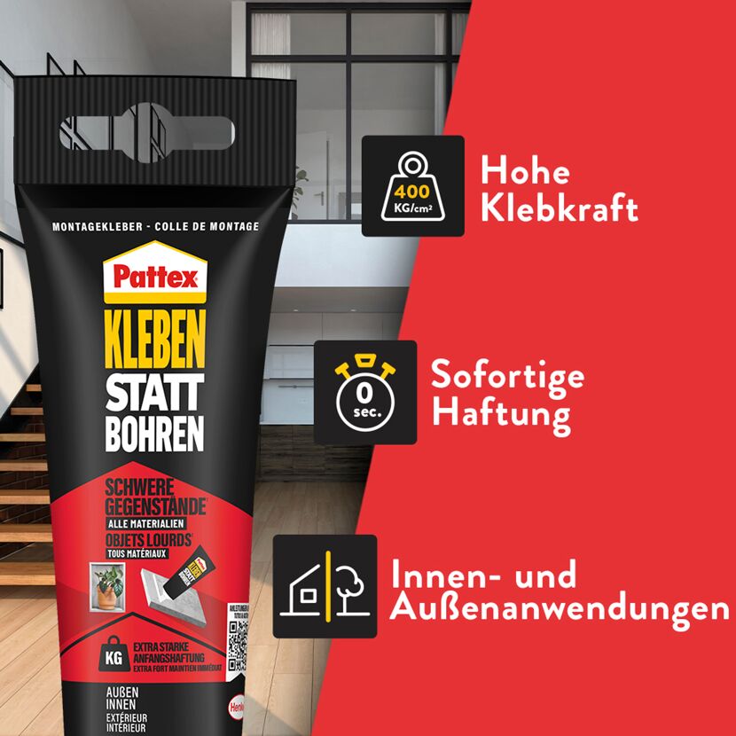 Montagekleber 'Kleben statt Bohren Schwere Gegenstände' weiß 340 g