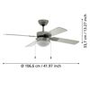 Deckenventilator 'Gelsina' E14 mit Licht und Ø 106,6 cm