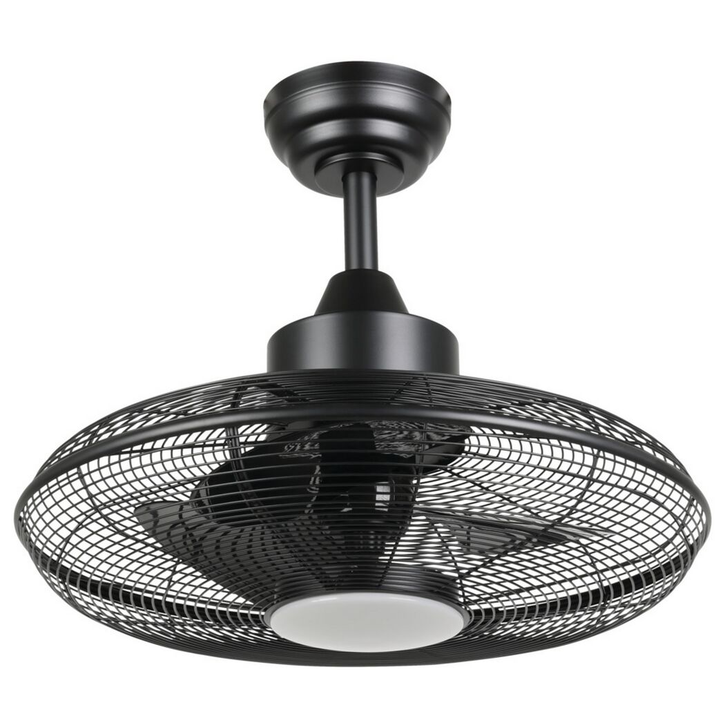 Schwarzer LED-Deckenventilator 'Igeldo' mit Beleuchtung