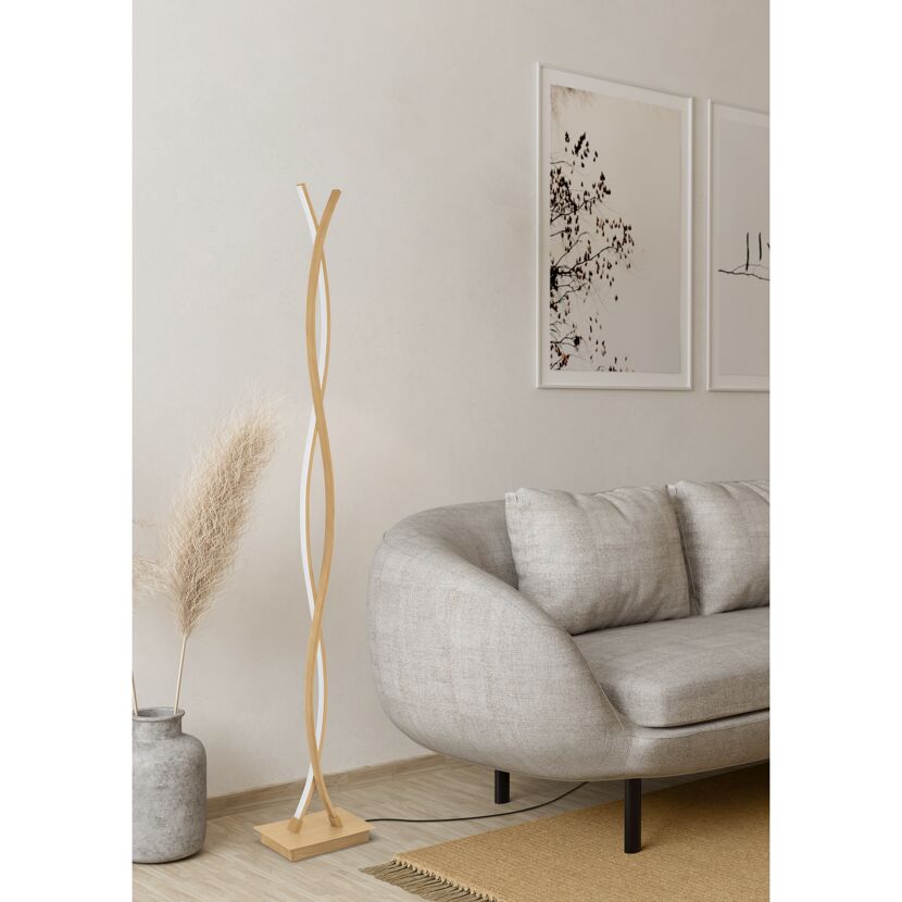 LED-Stehleuchte 'Lasana 4' Holzoptik 11 x 143 cm