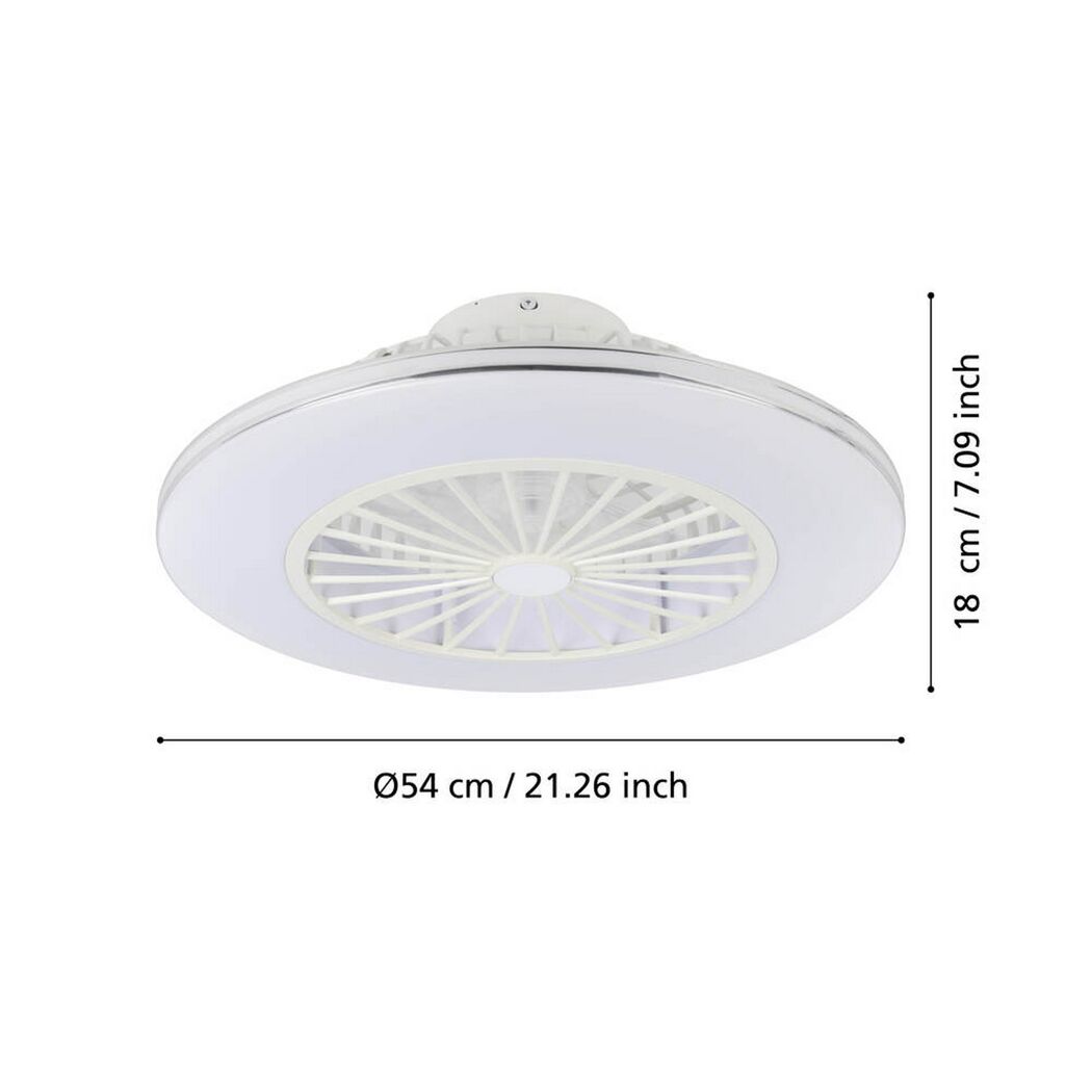 Weißer LED-Deckenventilator mit Beleuchtung und Maßen