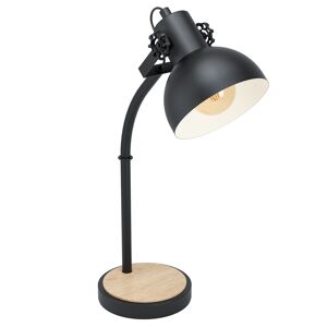 Tischleuchte 'Lubenham' E27 schwarz/holzfarben 57 cm