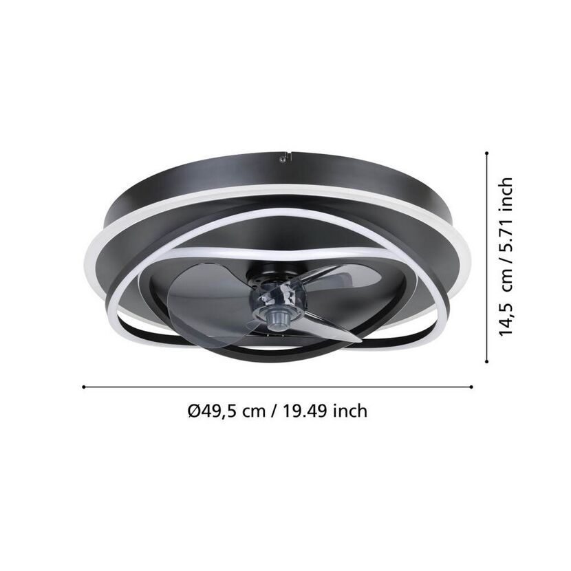 LED-Deckenventilator 'Namori' 27 W 4400 lm warmweiß-kaltweiß Ø 55 cm