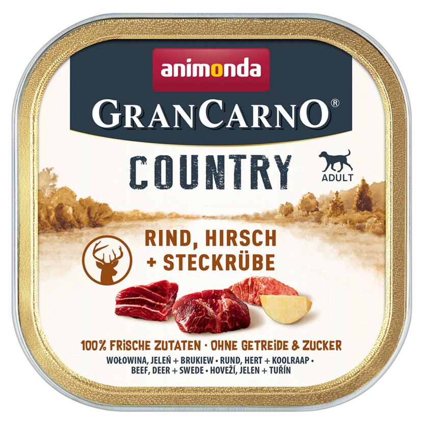 Hundefutter 'granCarno' Rind Hirsch Rübe 150 g