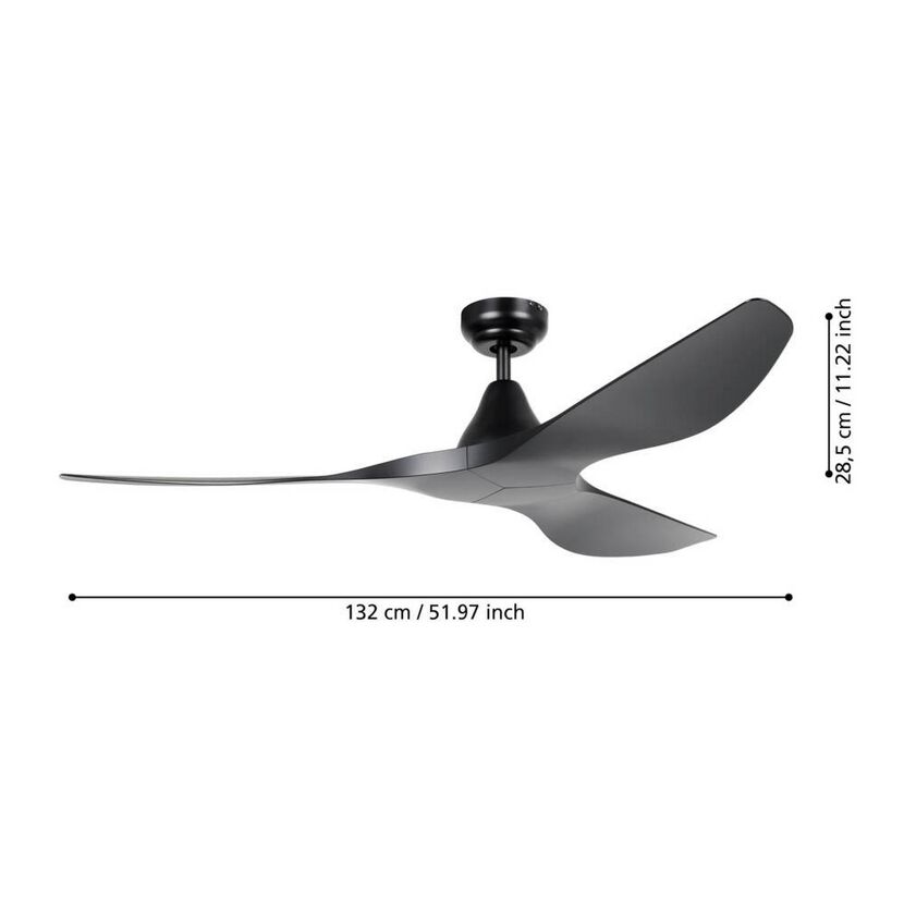 Deckenventilator 'Portsea' schwarz matt Ø 132 cm
