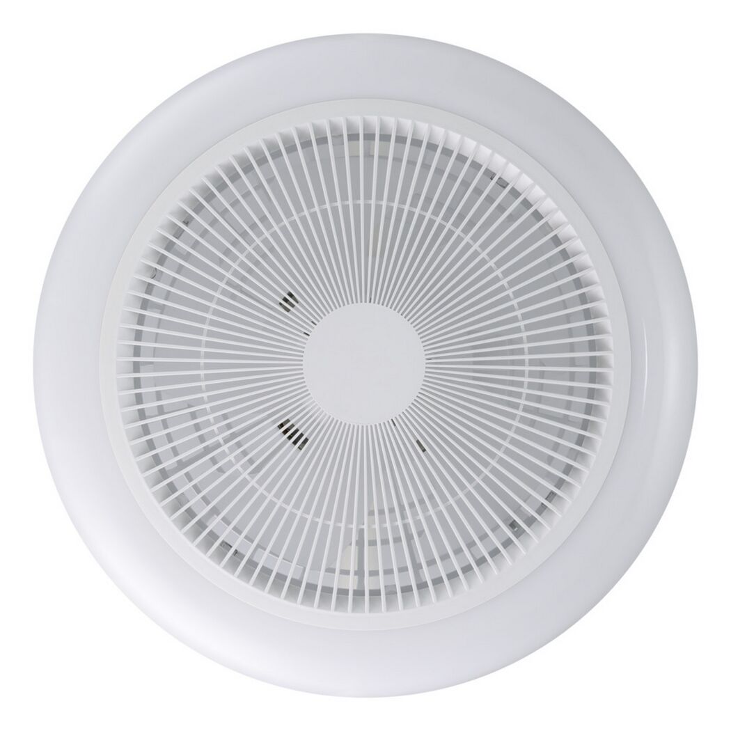 Weißer LED-Deckenventilator 'Sayulita 1' mit Beleuchtung.