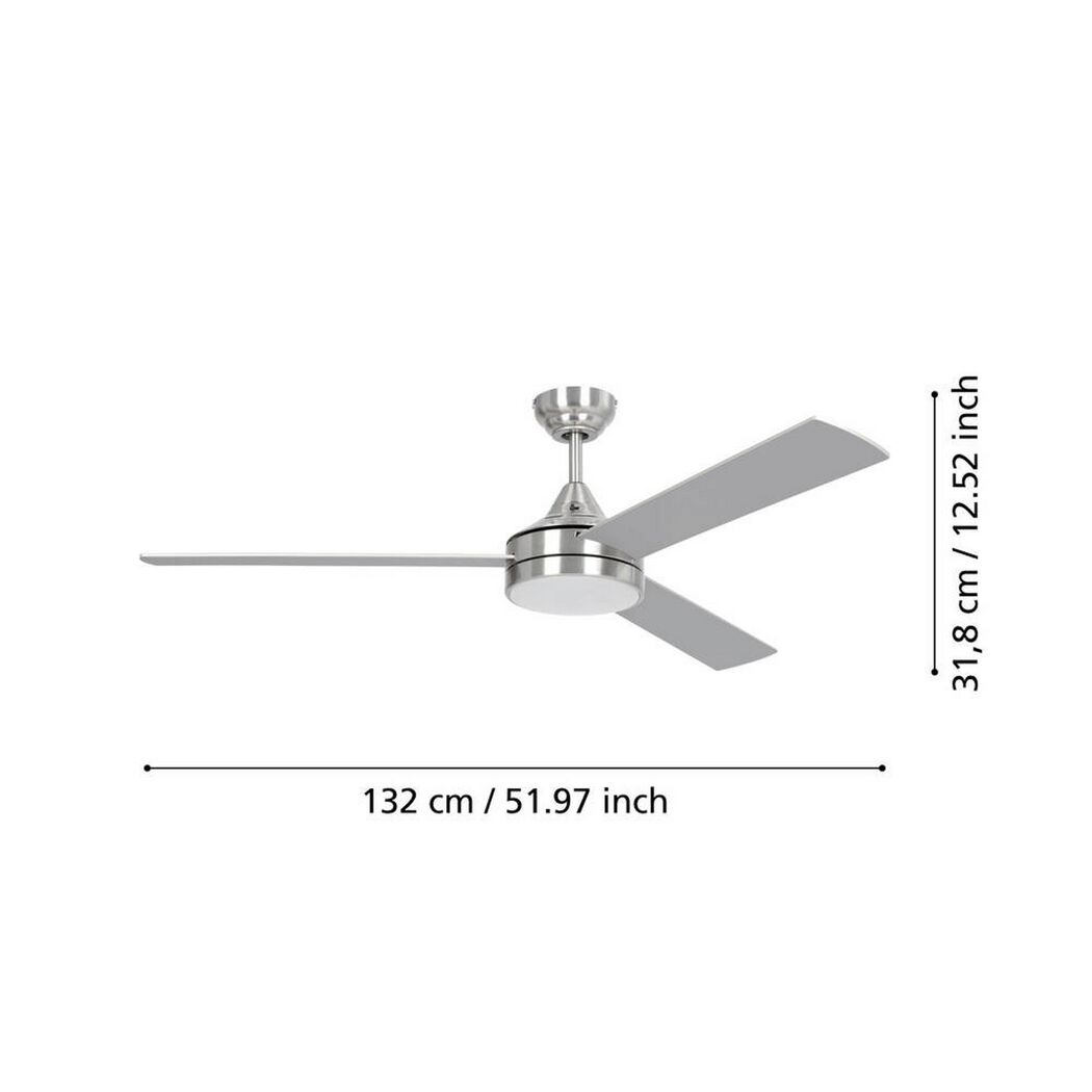 Silberner LED-Deckenventilator 'Sesimbra' mit Abmessungen
