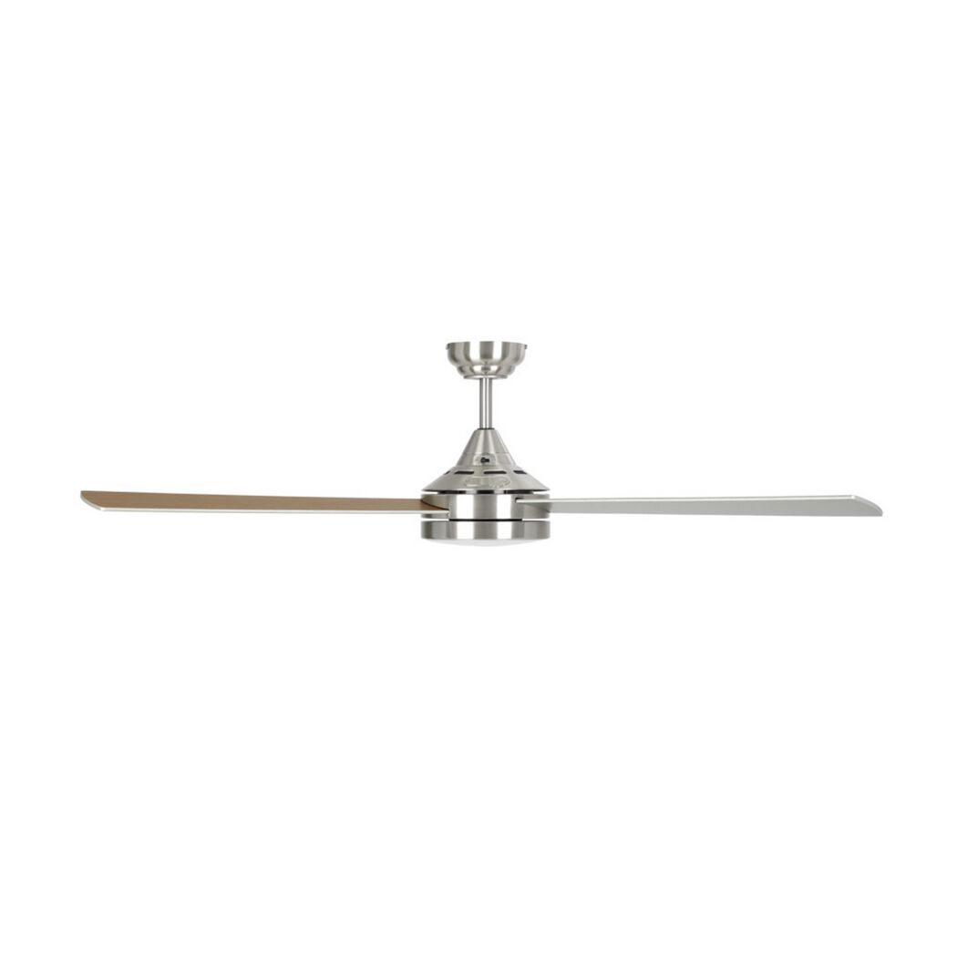 Eleganter LED-Deckenventilator 'Sesimbra' mit Beleuchtung, silberfarben.