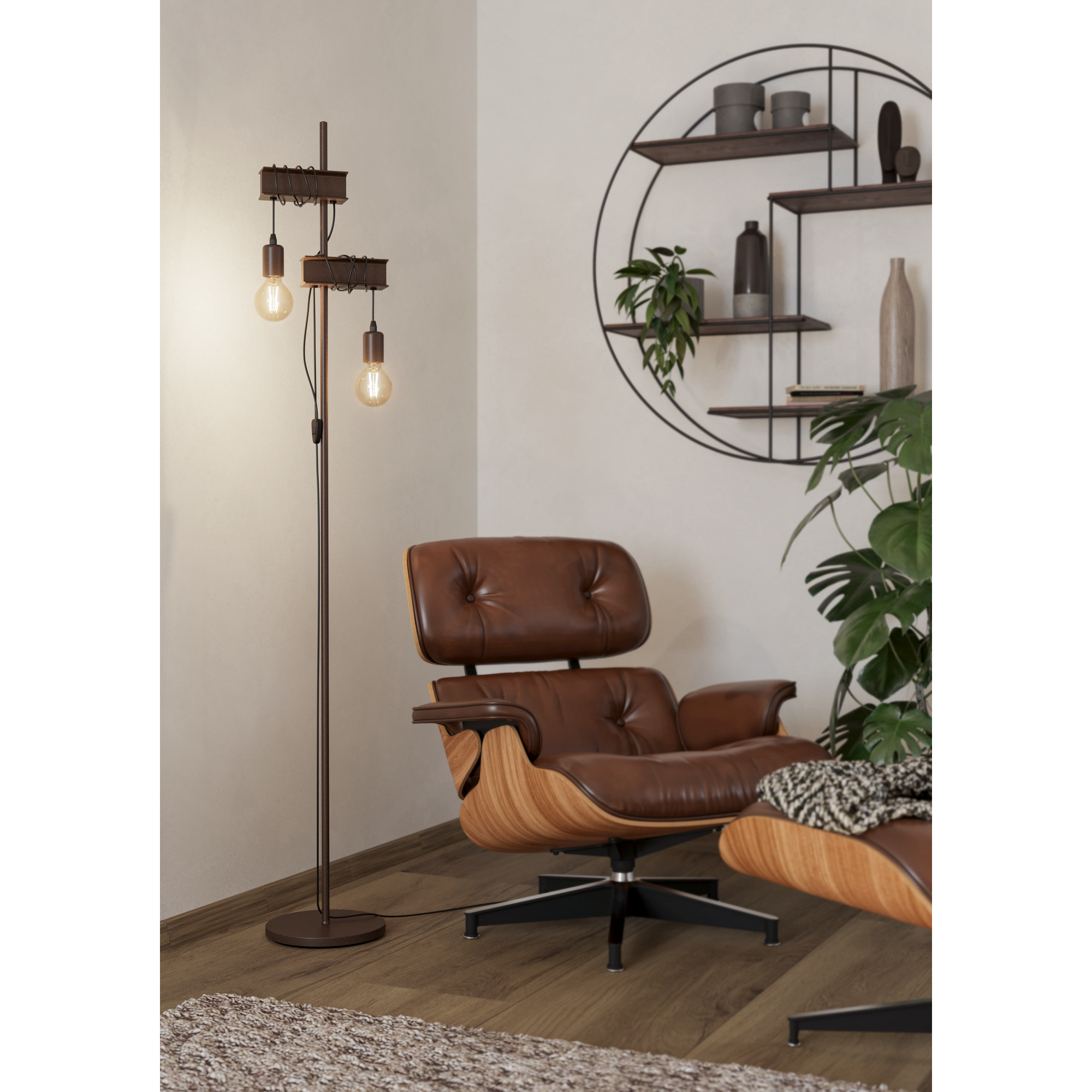 Stehleuchte 'Townshend 4' E27 braun antik 25 x 169 cm