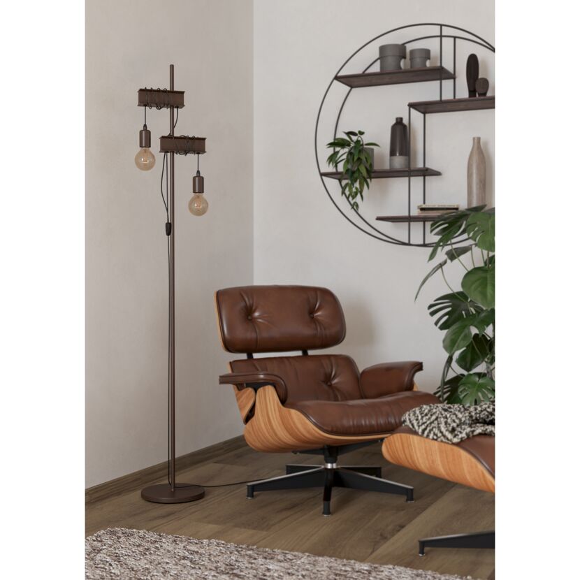 Stehleuchte 'Townshend 4' E27 braun antik 25 x 169 cm
