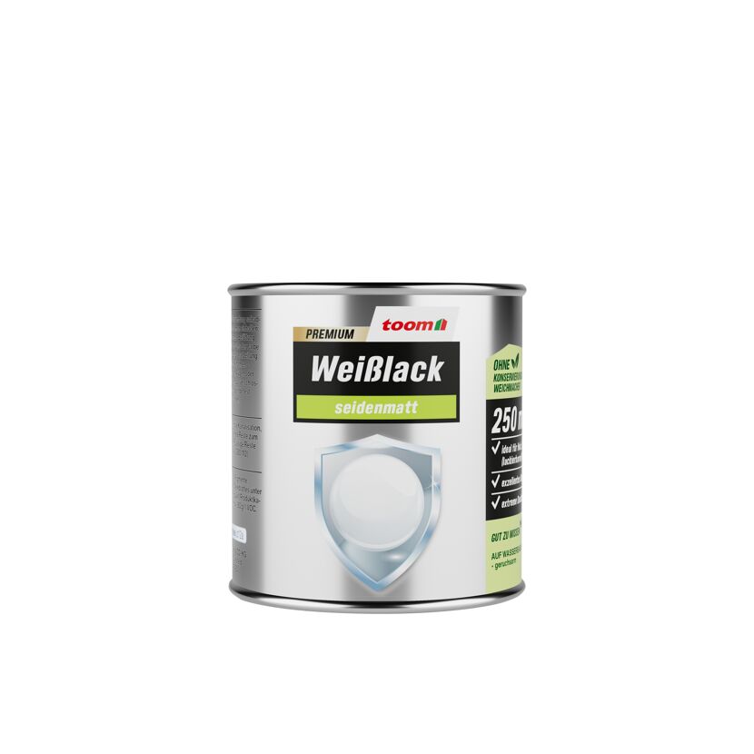 toom Premium Weißlack seidenmatt 250 ml Dose