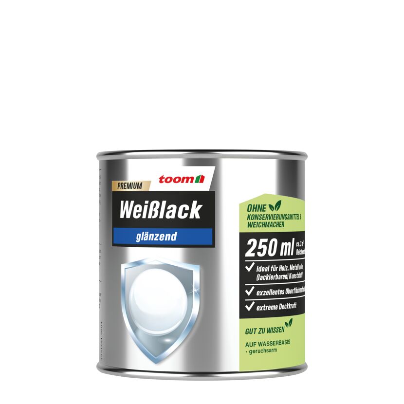 Dose mit Premium-Weißlack glänzend konservierungsmittelfrei 250 ml
