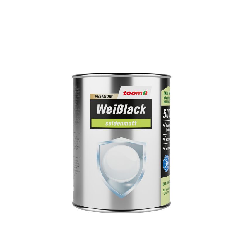 toom Premium Weißlack seidenmatt konservierungsmittelfrei 500 ml