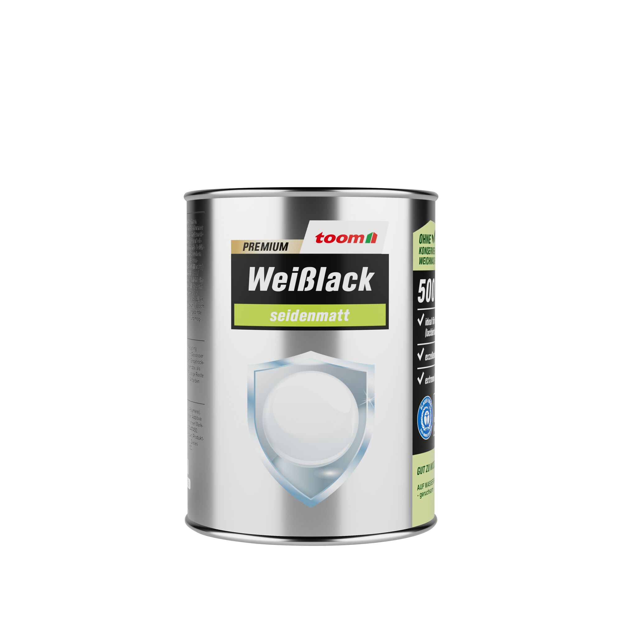 toom Premium Weißlack seidenmatt konservierungsmittelfrei 500 ml