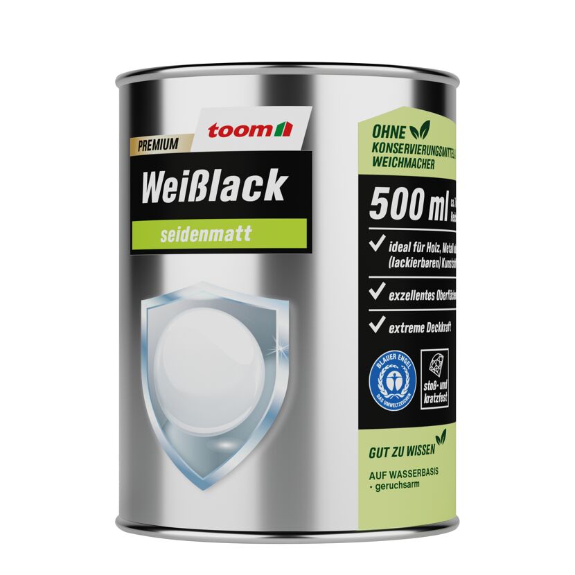 Dose toom Premium-Weißlack seidenmatt 500 ml