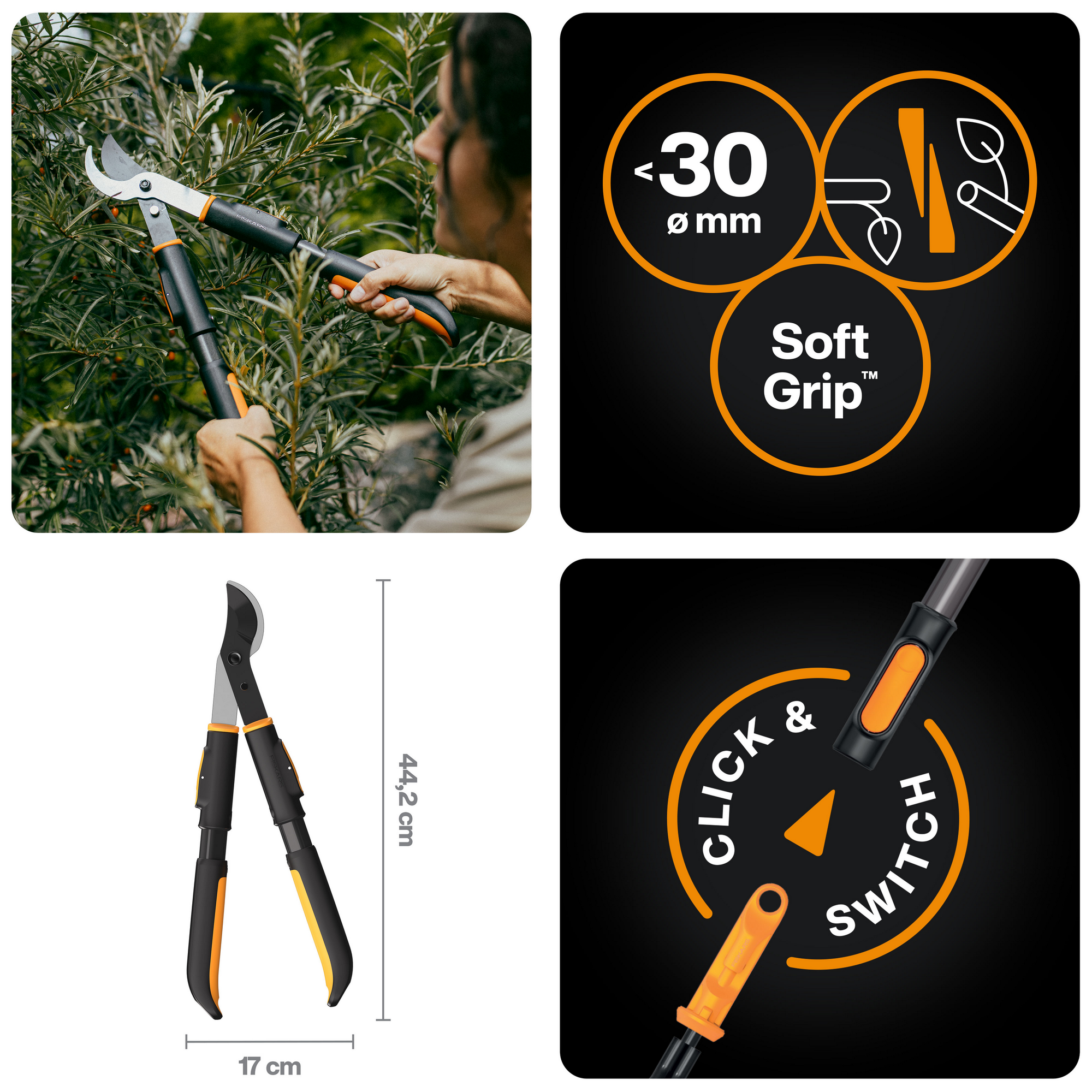 Astschere Bypass 'OneClick' 44 cm