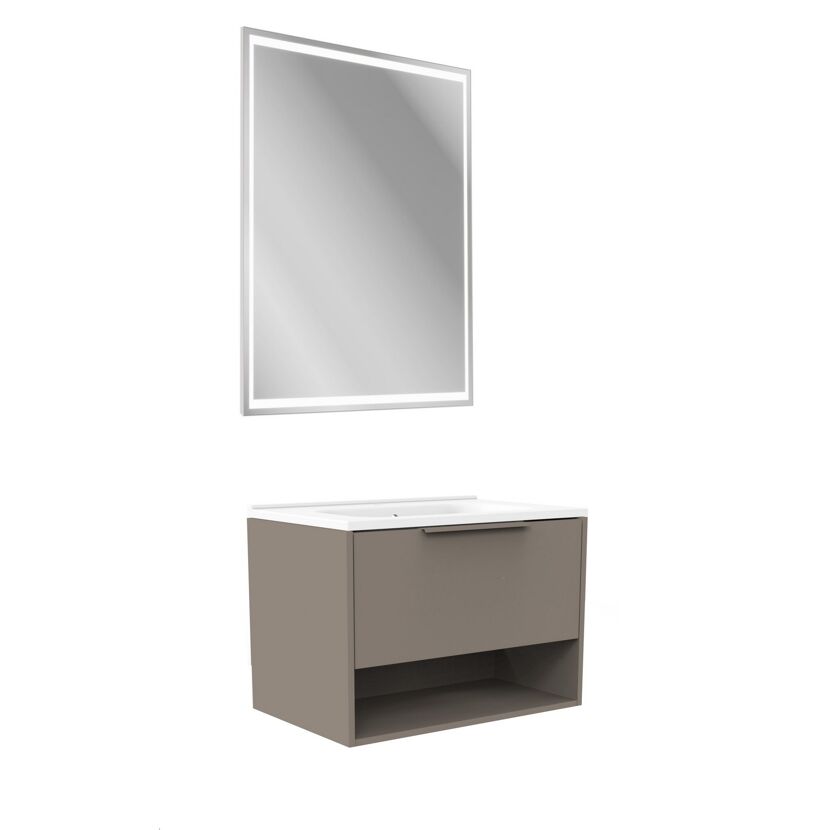 Badmöbelset 'B.Paris' 70 cm 3-teilig grau mit Spiegel