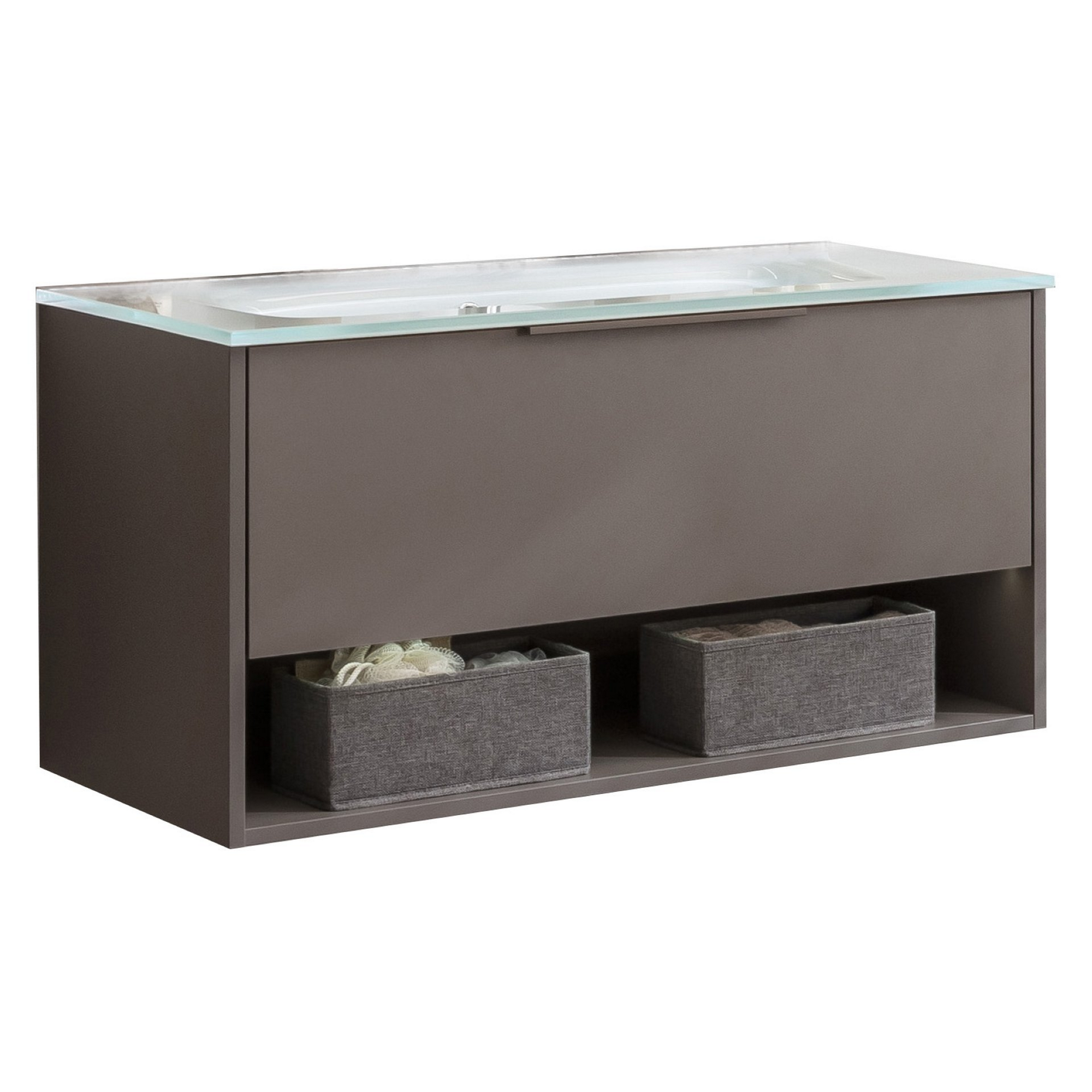 Badmöbelset 'B.Paris' 90 cm 3-teilig grau mit Spiegelschrank