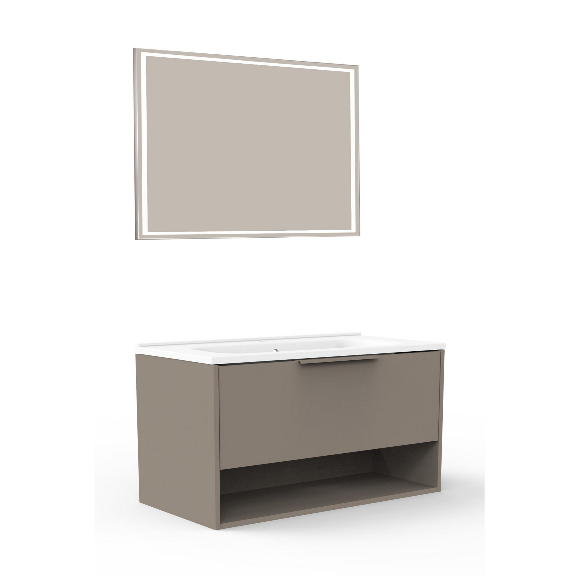 Badmöbelset 'B.Paris' 90 cm 3-teilig grau mit Spiegel