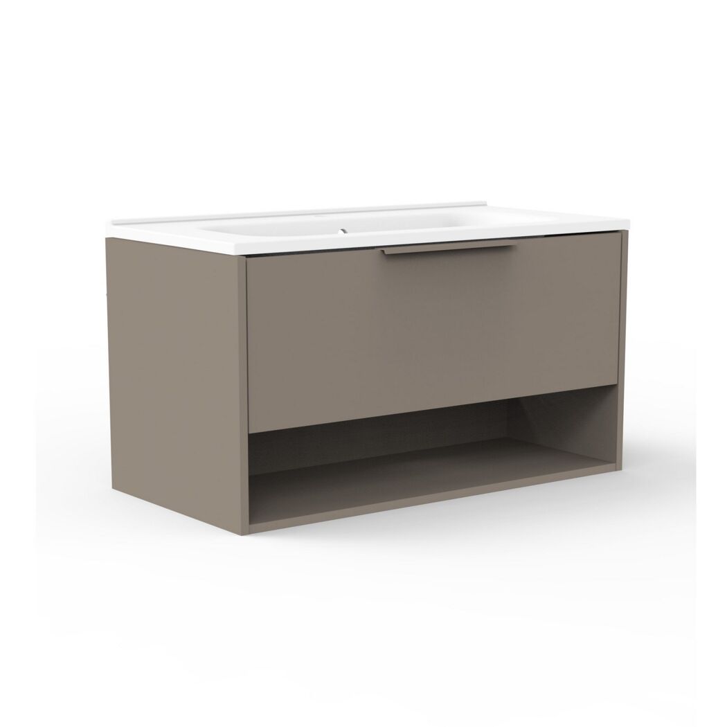 Badmöbelset 'B.Paris' 90 cm 3-teilig grau mit Spiegel