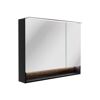 Badmöbelset 'B.Paris' 90cm 3-teilig schwarz/eichefarben mit Spiegelschrank