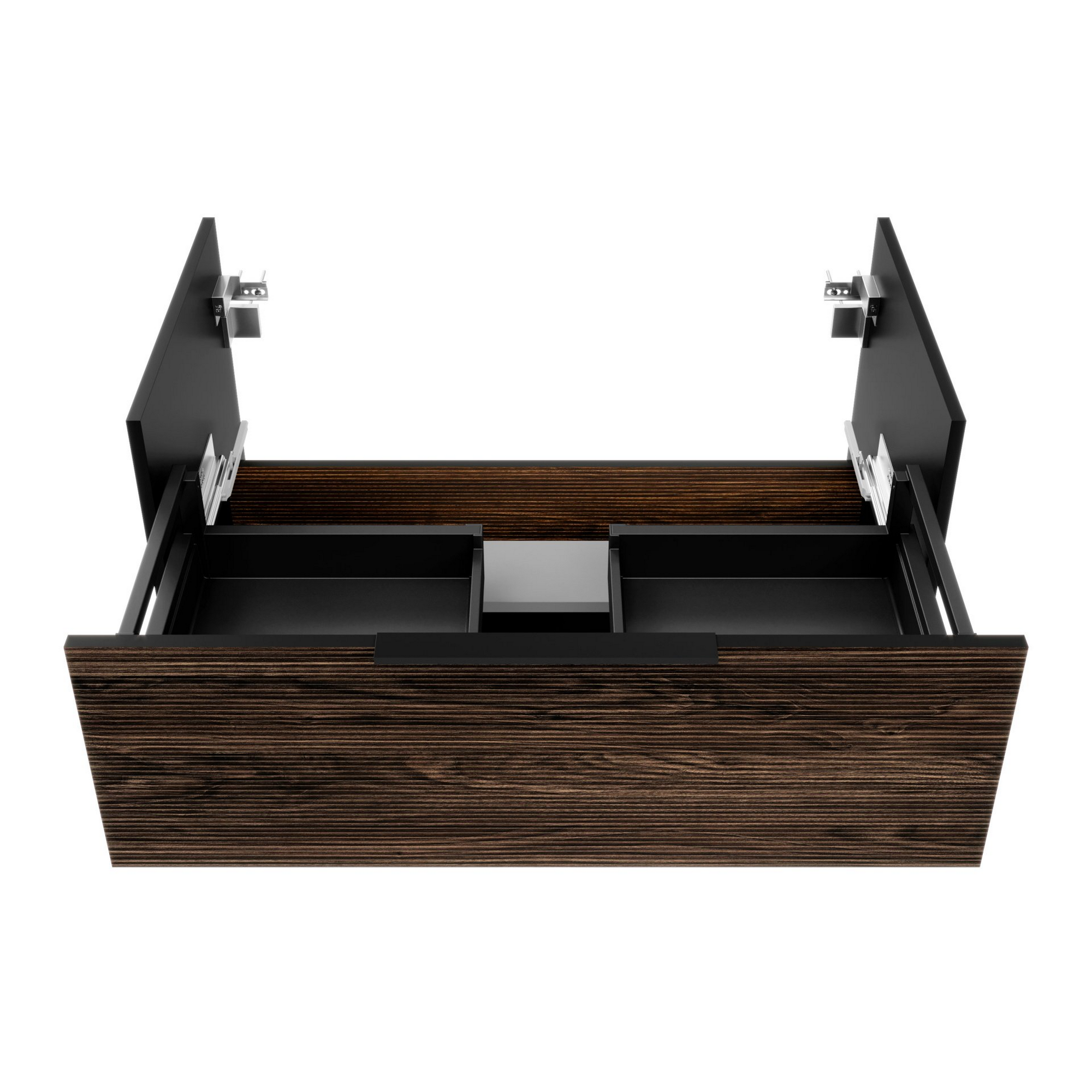 Badmöbelset 'B.Paris' 90cm 3-teilig schwarz/eichefarben mit Spiegelschrank