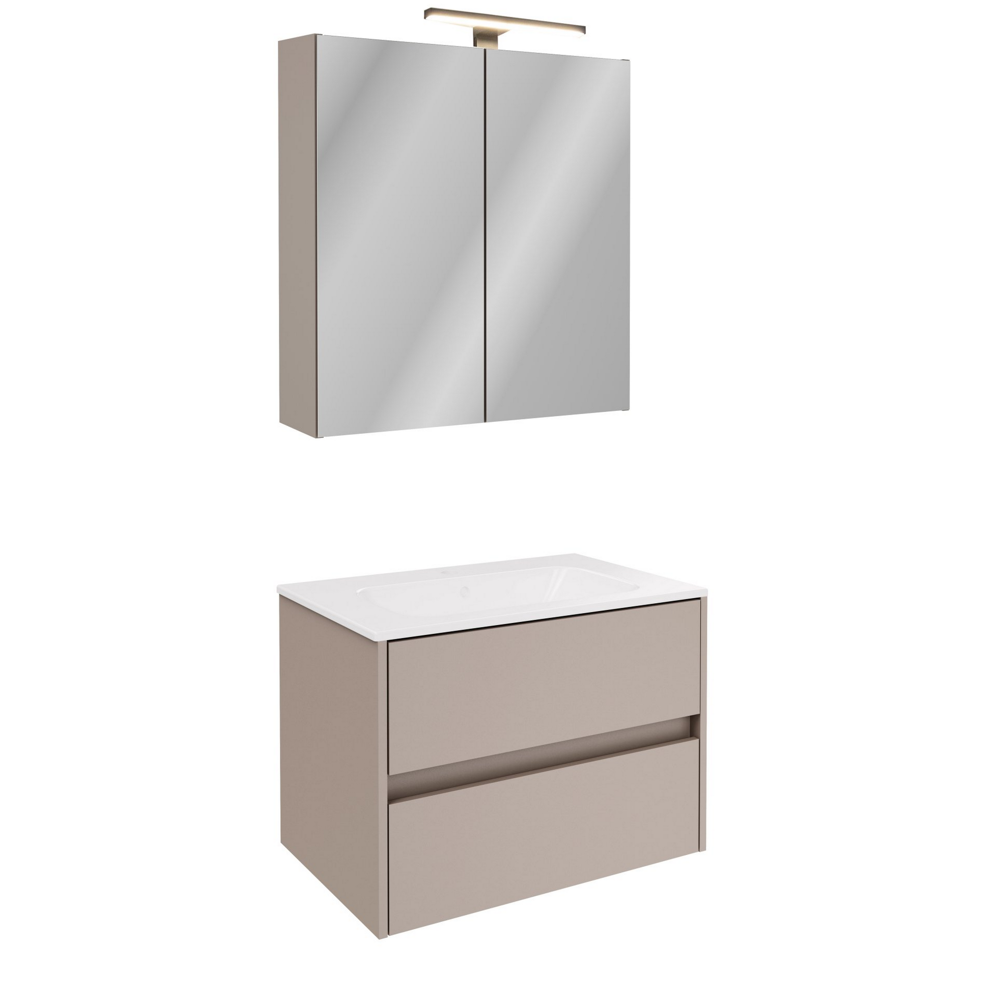 Badmöbelset 'Compact Line' 70 cm 5-teilig Kaschmir mit Spiegelschrank