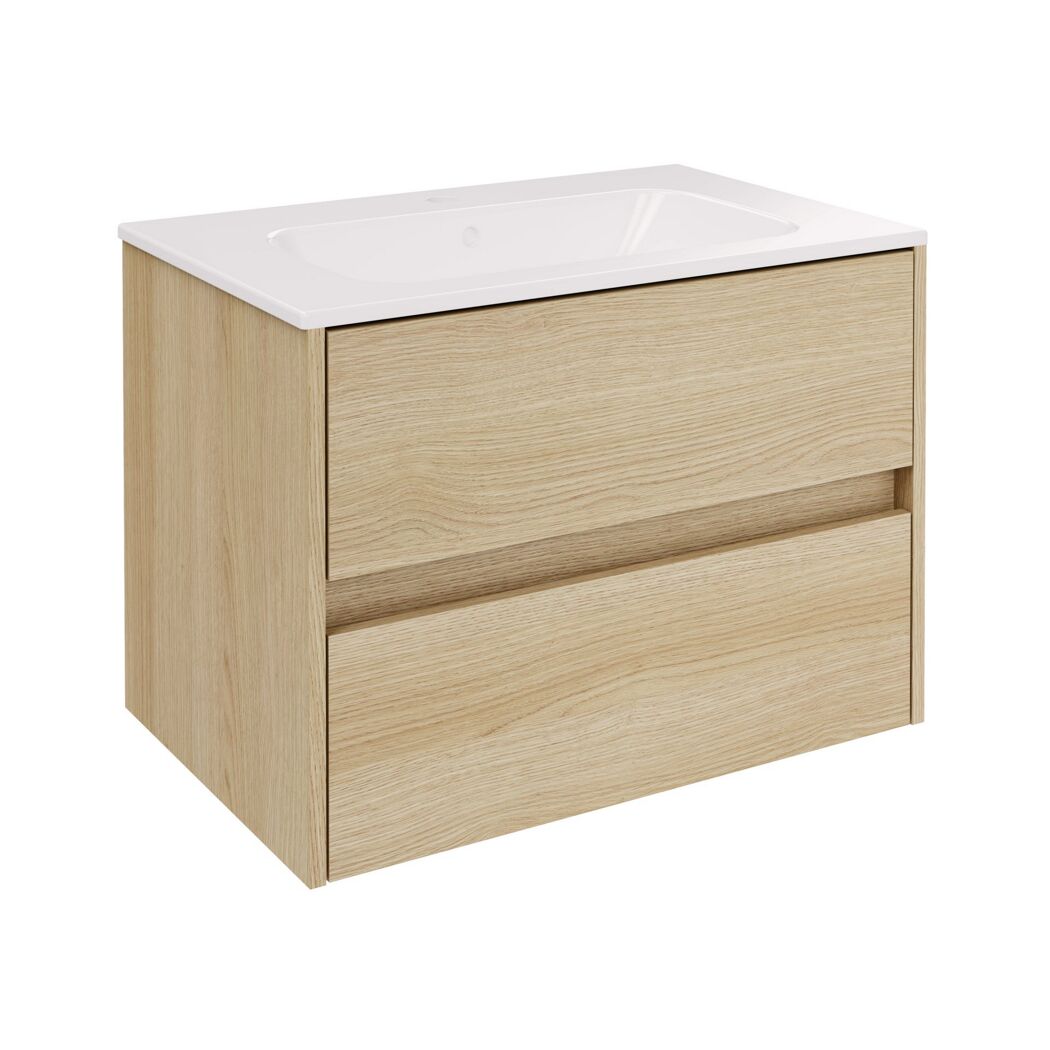 Badmöbelset 'Compact Line' 70 cm 5-teilig eichefarben mit Spiegelschrank