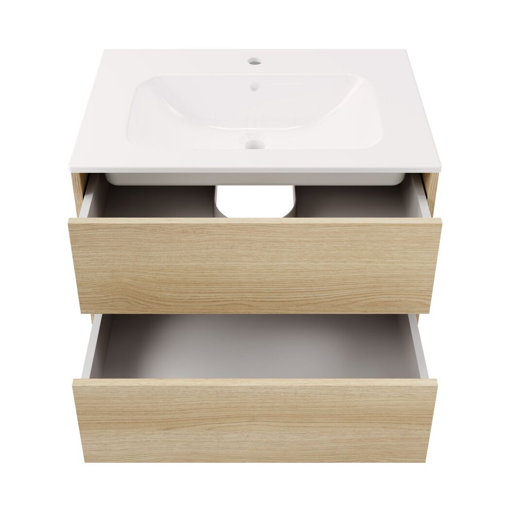 Badmöbelset 'Compact Line' 70 cm 5-teilig eichefarben mit Spiegelschrank