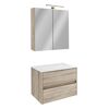 Badmöbelset 'Compact Line' 70 cm 5-teilig eichefarben mit Spiegelschrank