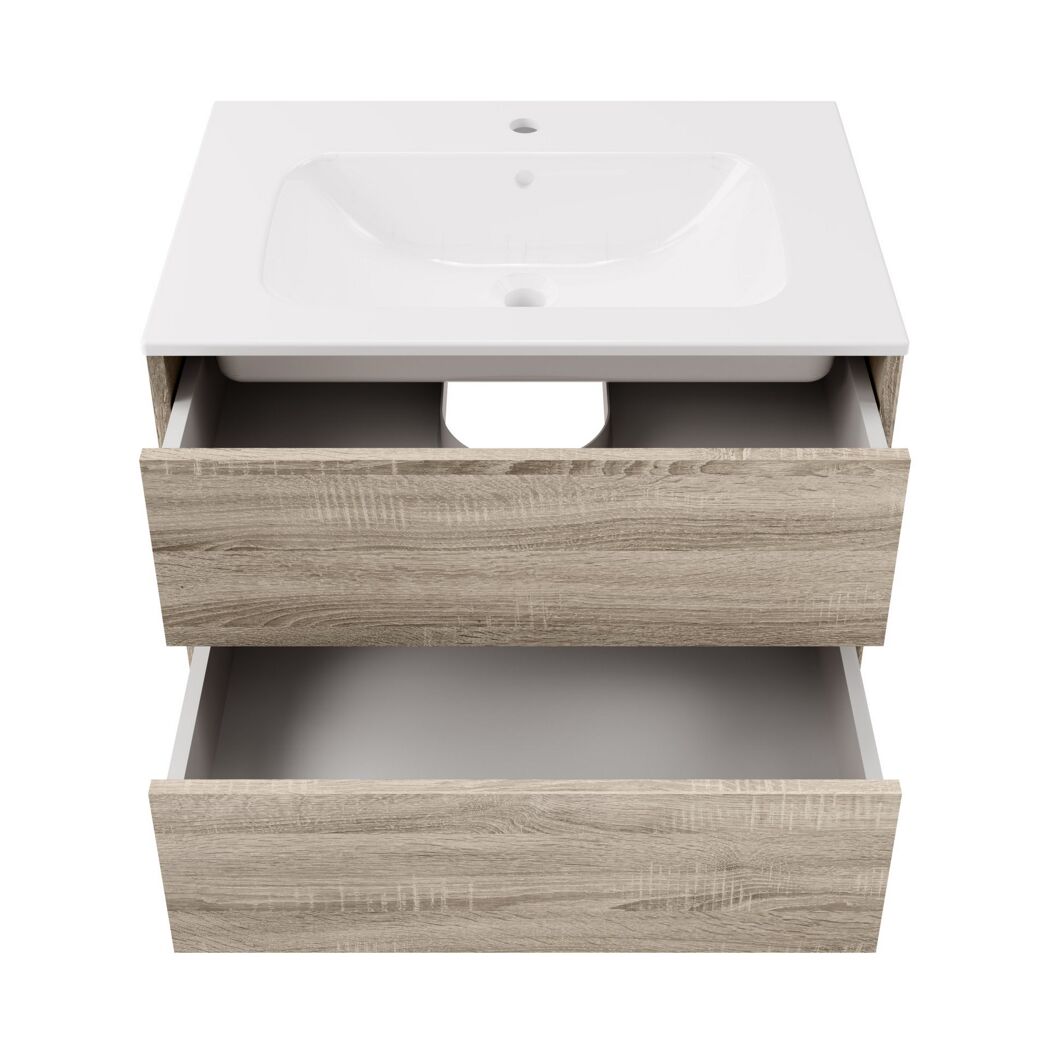 Badmöbelset 'Compact Line' 70 cm 5-teilig eichefarben mit Spiegelschrank
