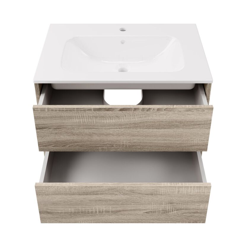 Badmöbelset 'Compact Line' 70 cm 5-teilig eichefarben mit Spiegelschrank