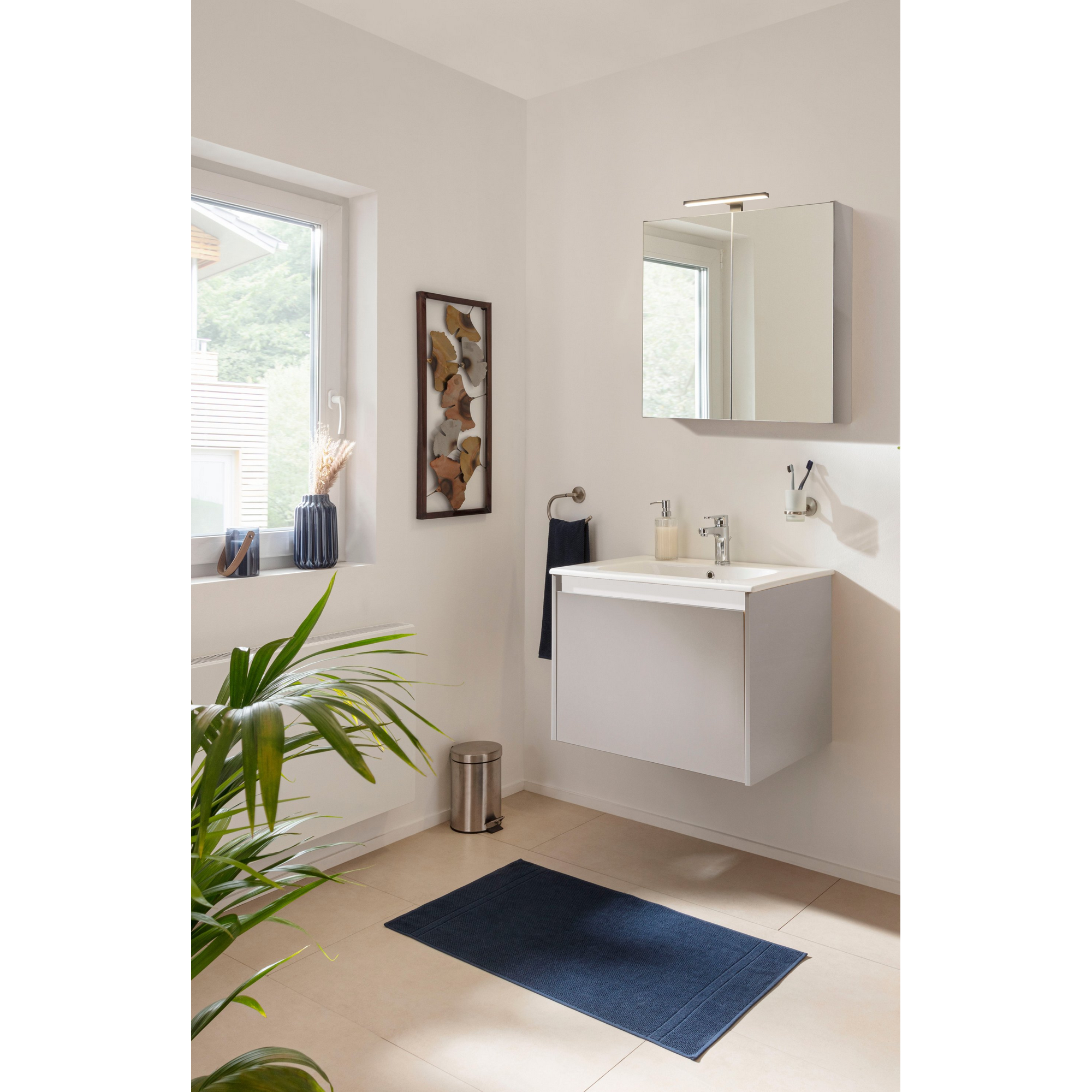 Badmöbelset 'Compact Line' 70 cm 5-teilig Kaschmir mit Spiegelschrank