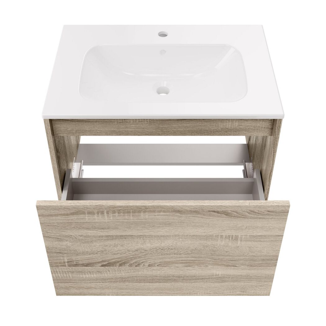 Badmöbelset 'Compact Line' 70 cm 5-teilig eichefarben mit Spiegelschrank