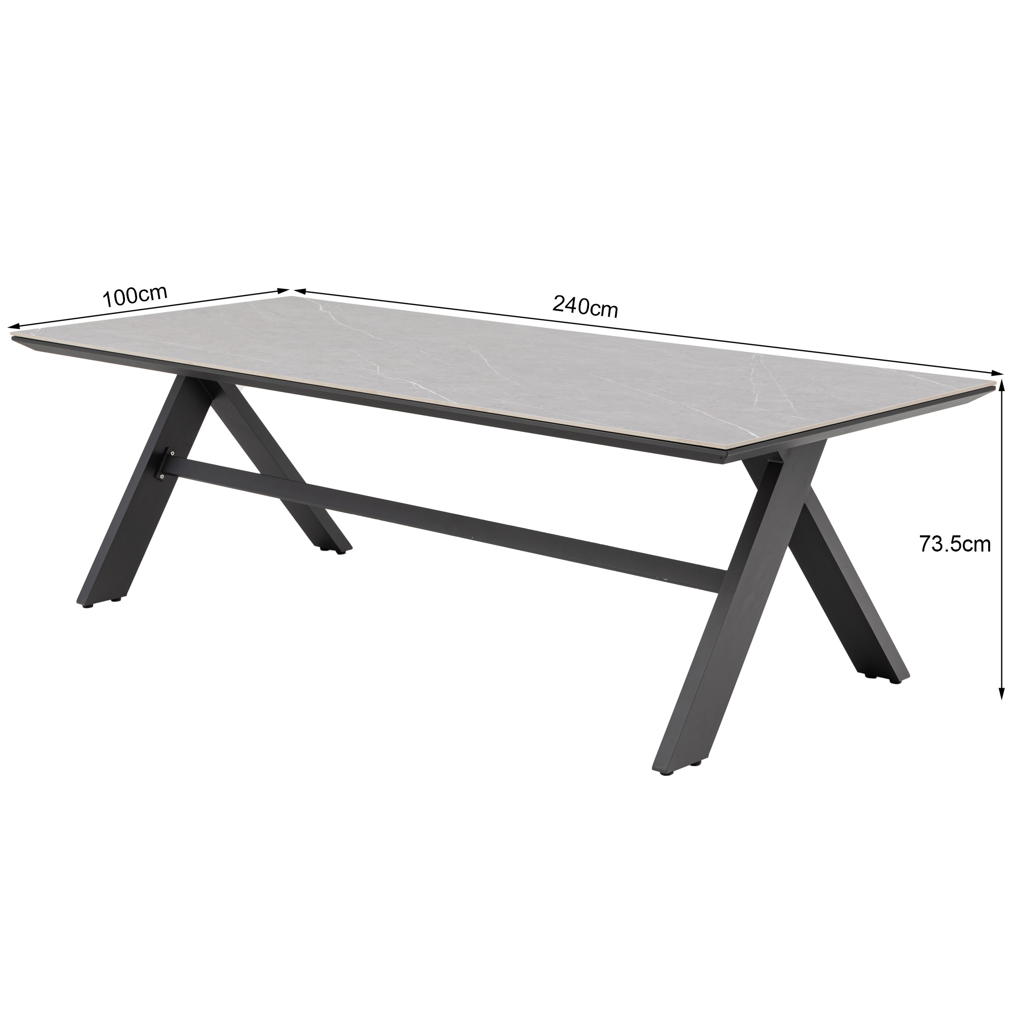 Gartentisch 'Avantage' Aluminium/Sinterstein 240 x 100 x 73,5 cm