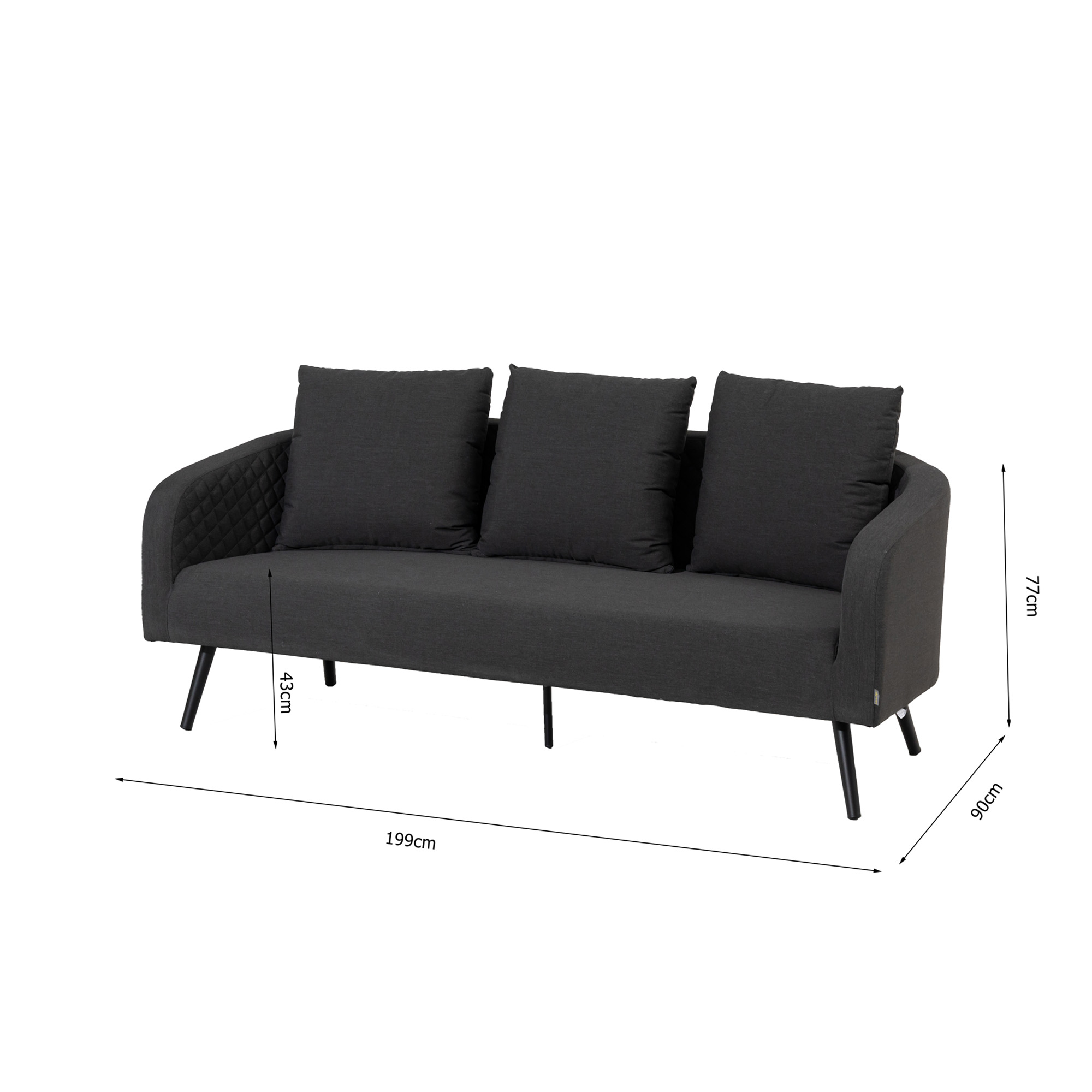 Loungesofa 'Puro' Aluminium anthrazit 199 x 77 x 90 cm