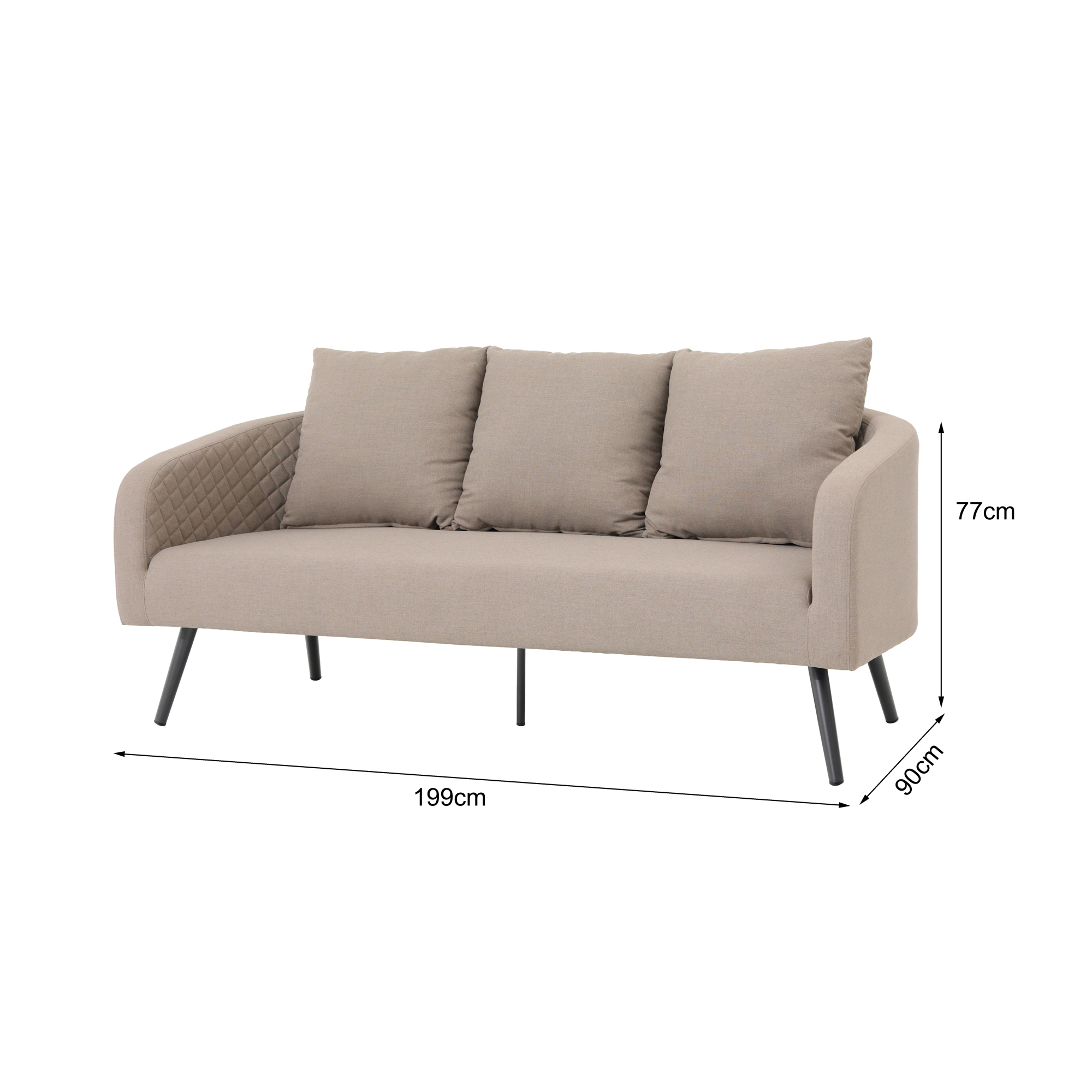 Loungesofa 'Puro' Aluminium sand 199 x 77 x 90 cm