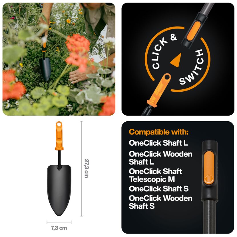 Blumenkelle 'OneClick' schwarz, wechselbarer Griff