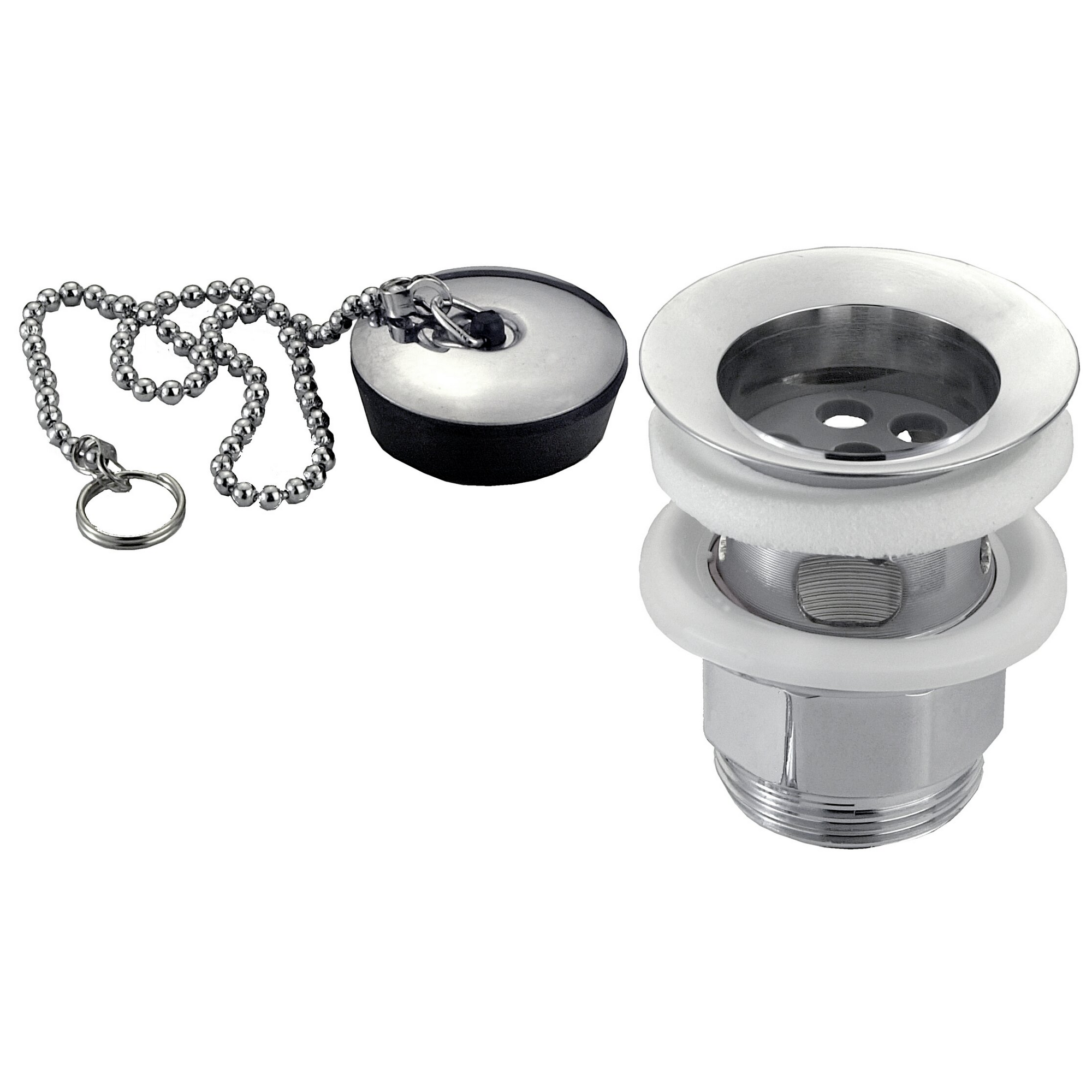 Waschtisch-Ablaufventil verchromt mit Stopfen 1 1/4"