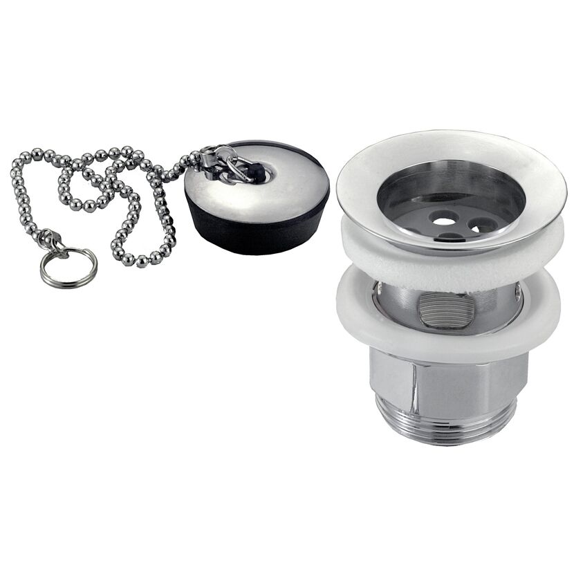 Waschtisch-Ablaufventil verchromt mit Stopfen 1 1/4"